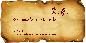 Kolompár Gergő névjegykártya